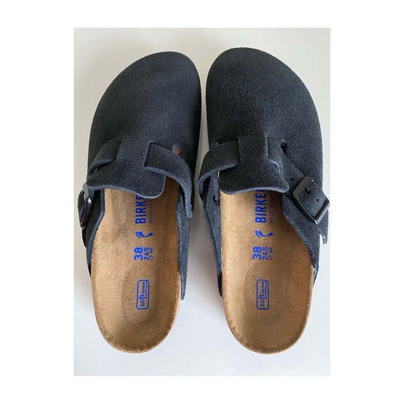 Birkenstock Boston Soft Footbed Suede Leather in Black Sz 38 US 7 - 7.5 - Picture 4 of 8